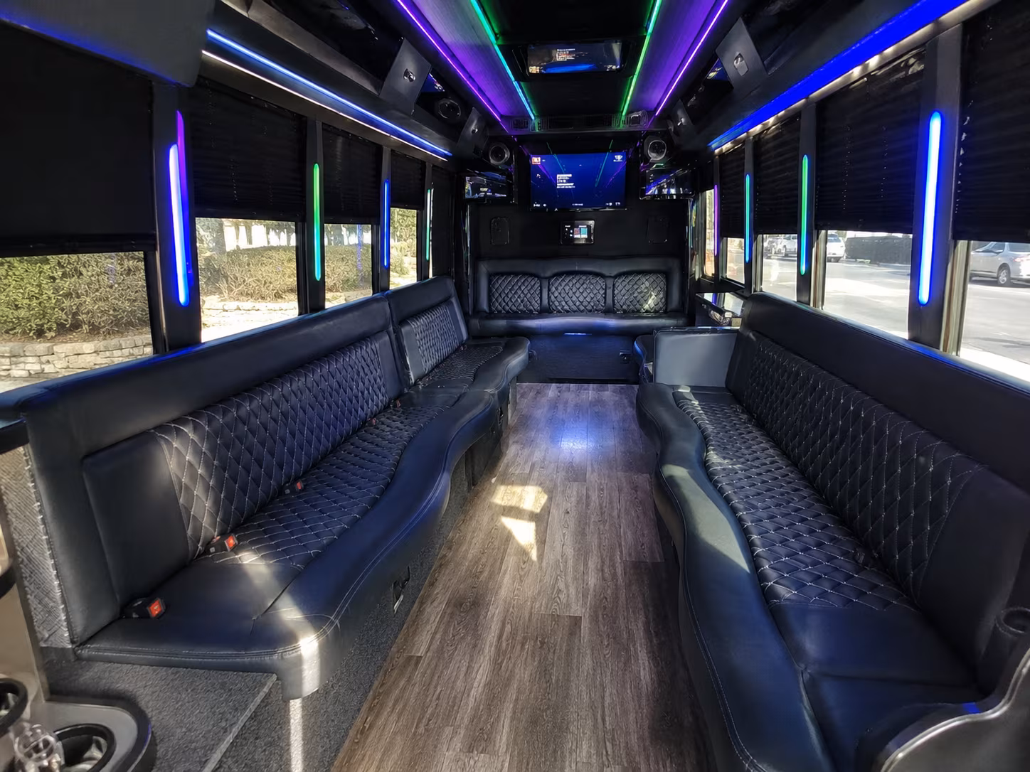 asheville 15 passenger party bus interior