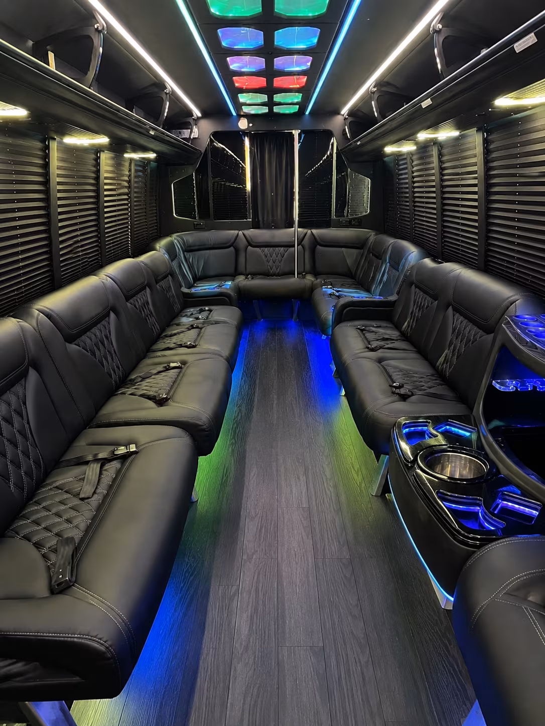asheville 20 passenger party bus interior