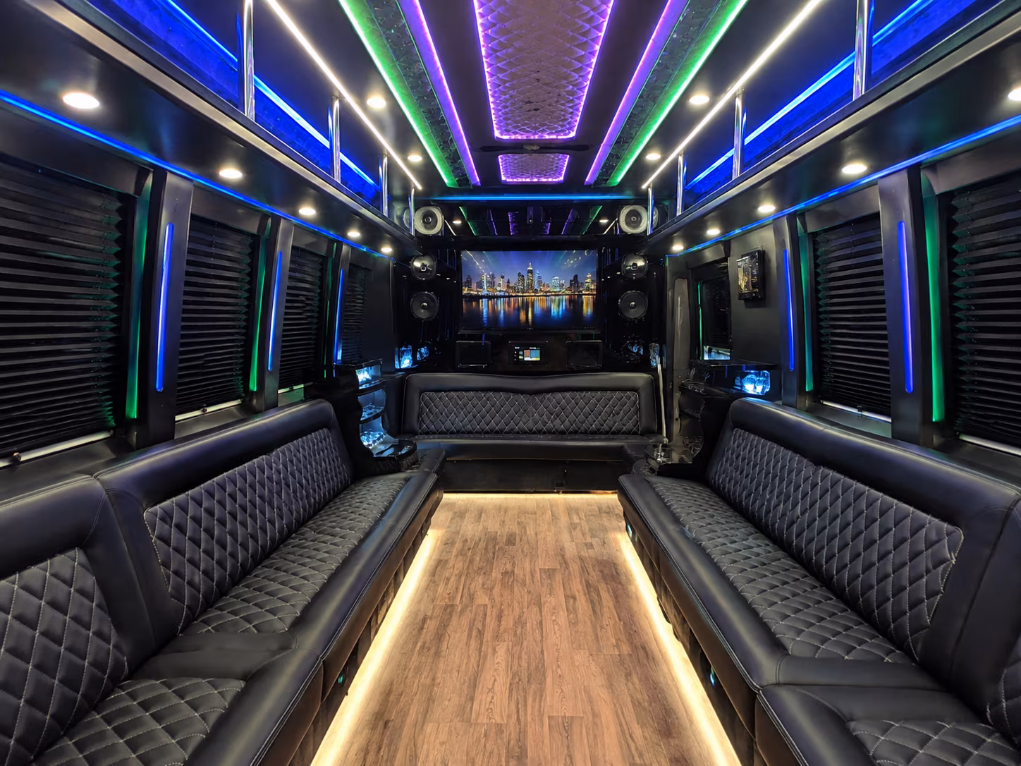 asheville 25 passenger party bus interior