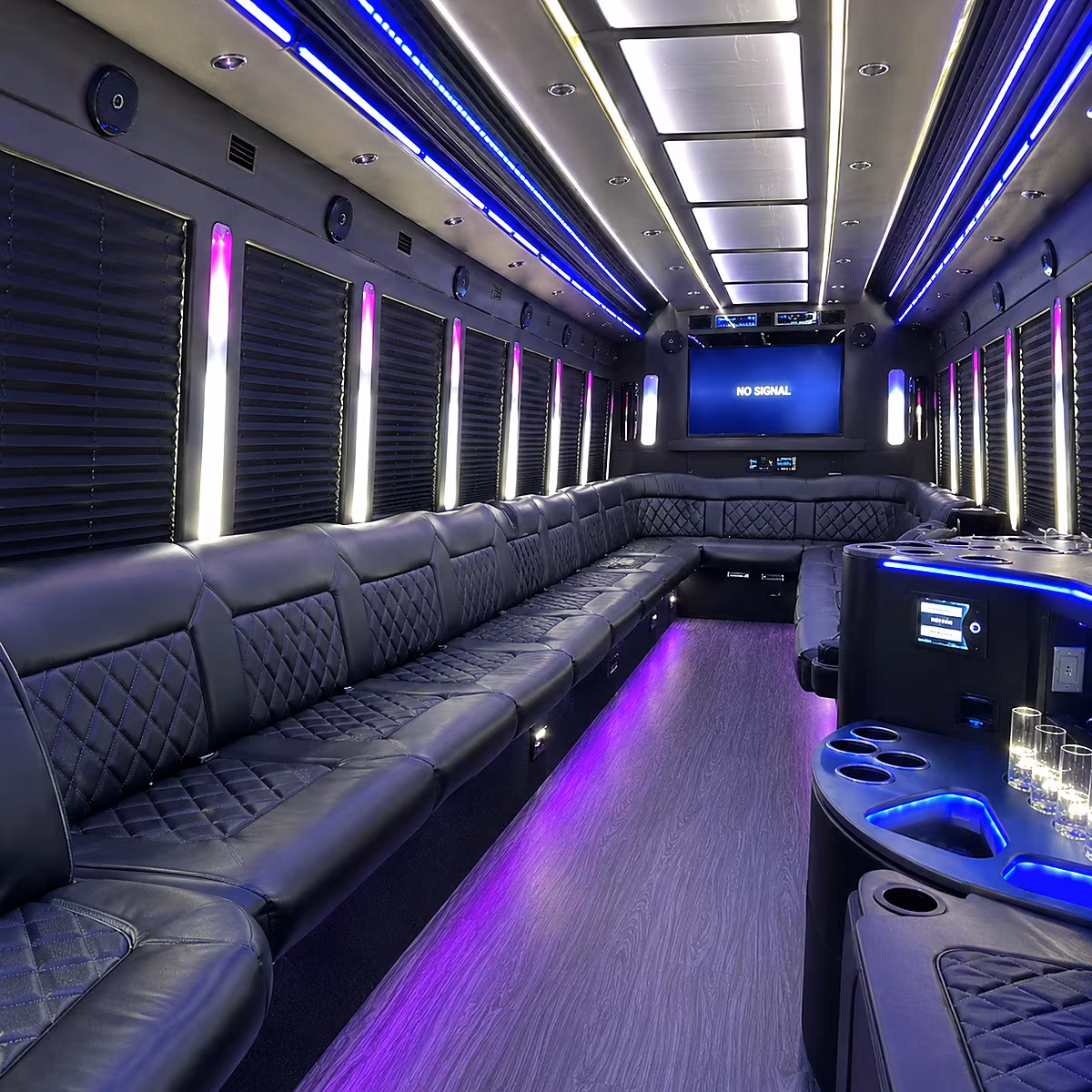 asheville 30 passenger party bus inside