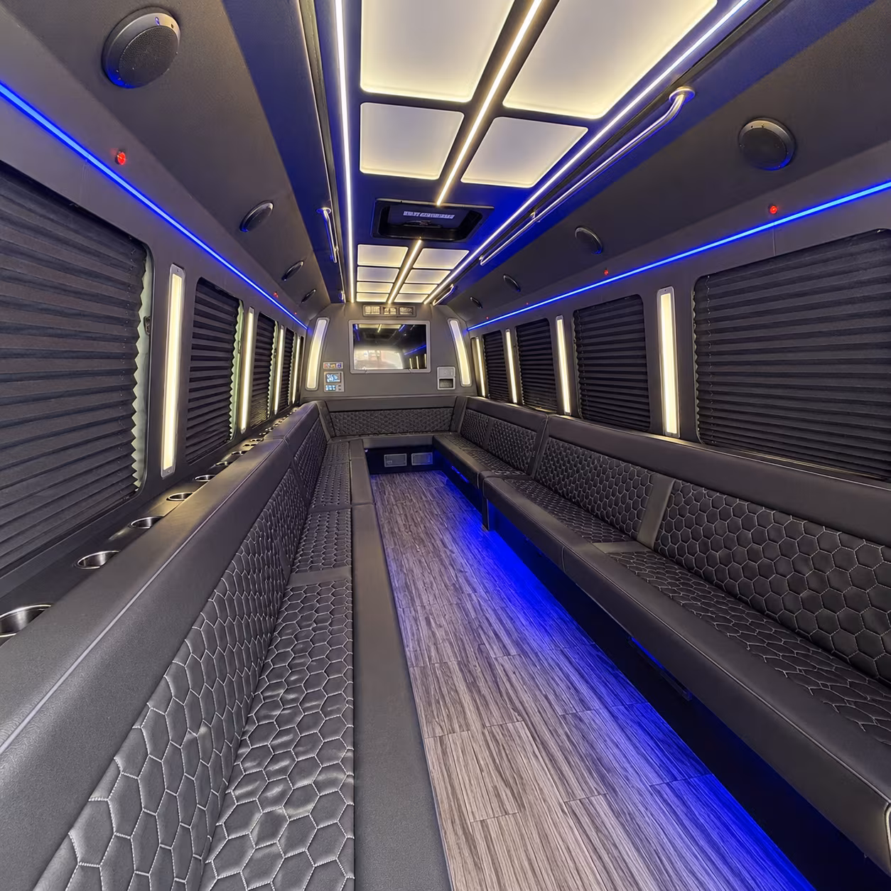 asheville 30 passenger party bus interior