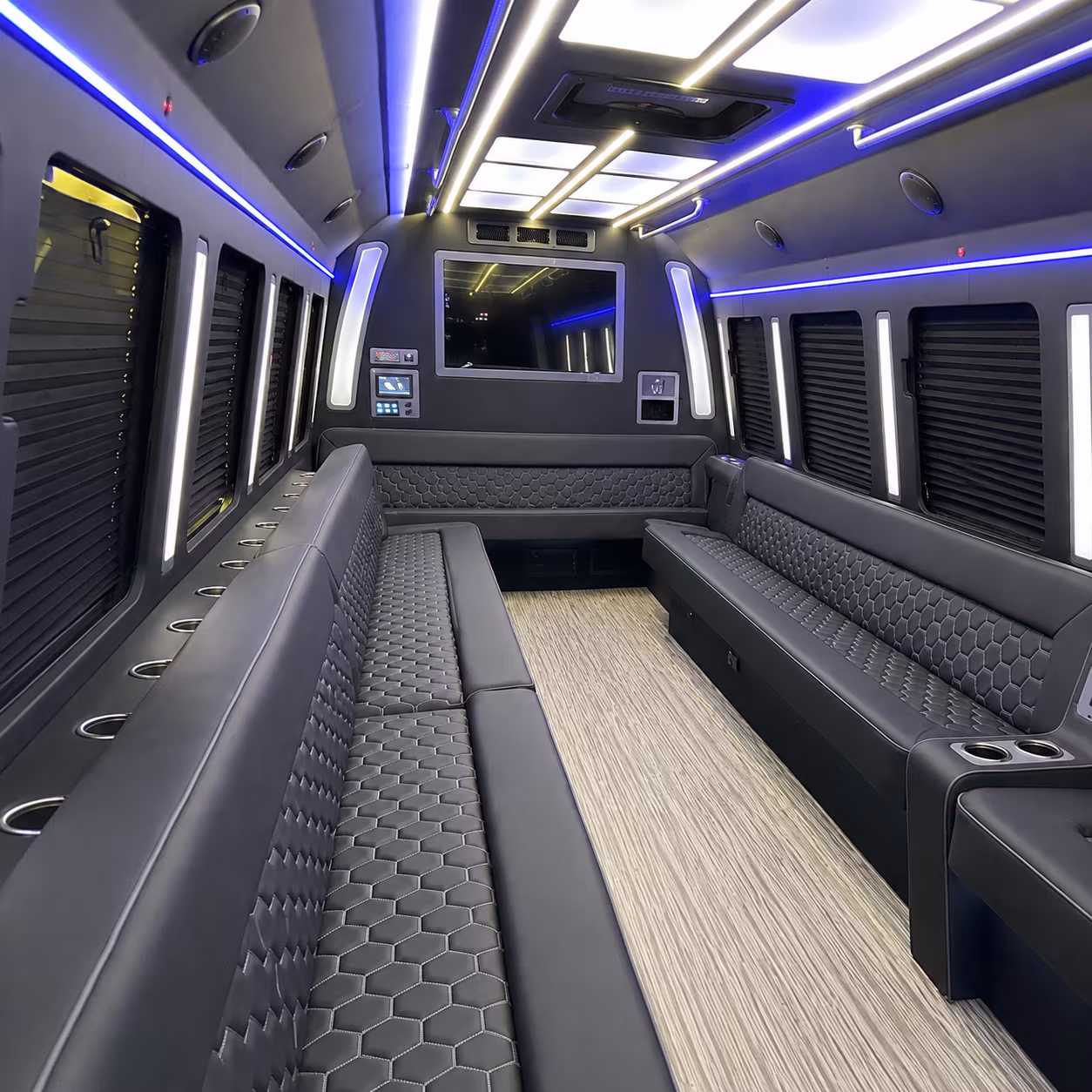 asheville 40 passenger party bus inside