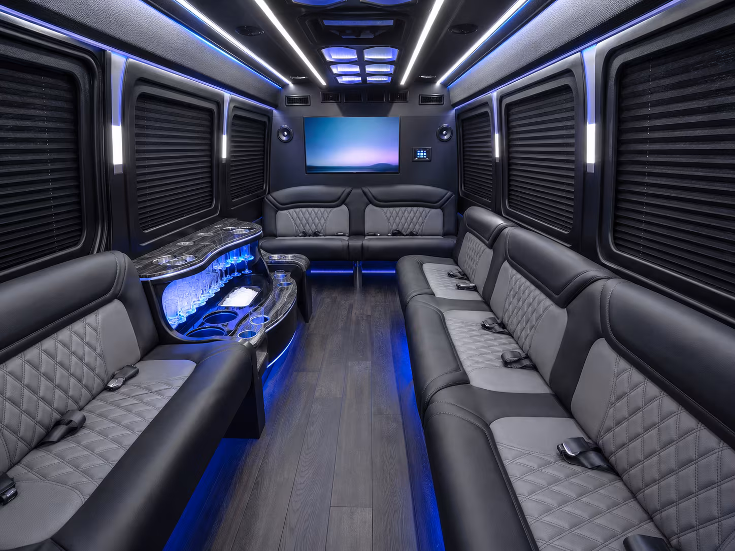 asheville 50 passenger party bus interior